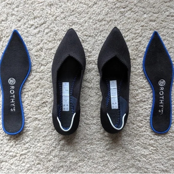 Rothy's Black Flats with Blue Accents - Picture 2 of 5